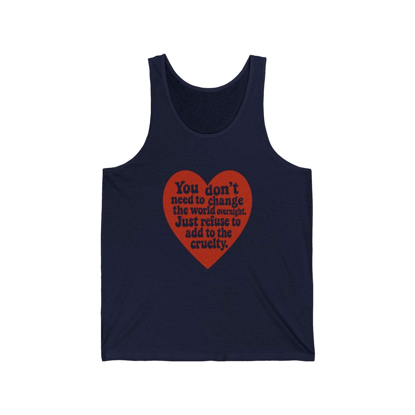 Heartfelt Message Unisex Jersey Tank - Inspirational Apparel, Summer Wear, Casual Fashion, Gift for Activists, Motivational Clothing