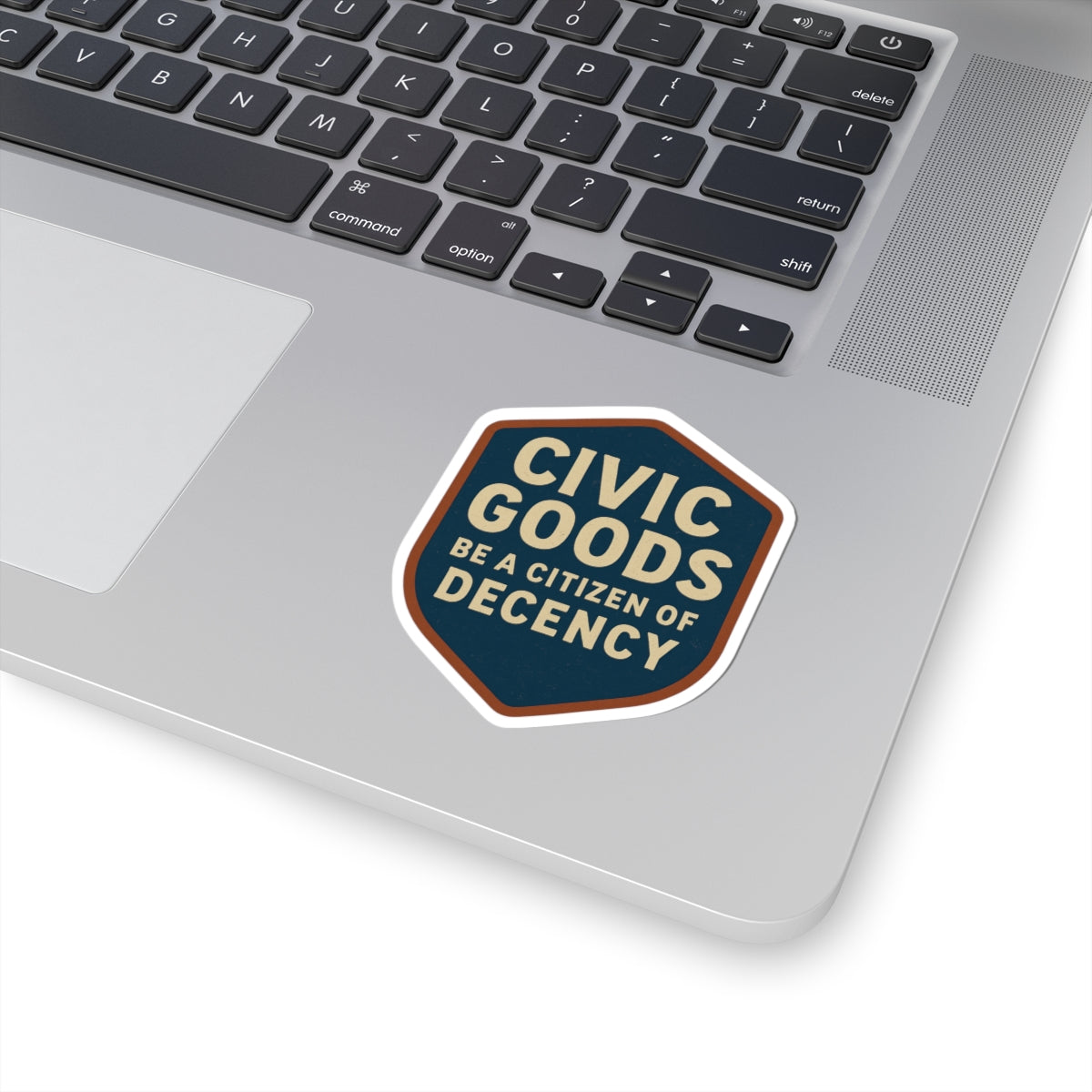 Civic Goods Kiss-Cut Stickers, Civic Engagement Stickers, Laptop Decals, Eco-Friendly Stickers, Decency Awareness Décor