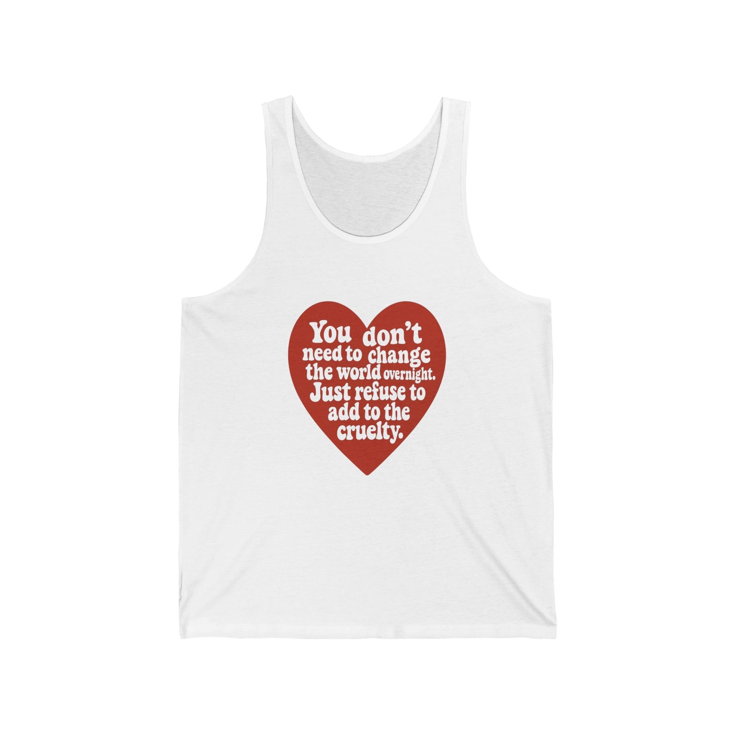 Heartfelt Message Unisex Jersey Tank - Inspirational Apparel, Summer Wear, Casual Fashion, Gift for Activists, Motivational Clothing