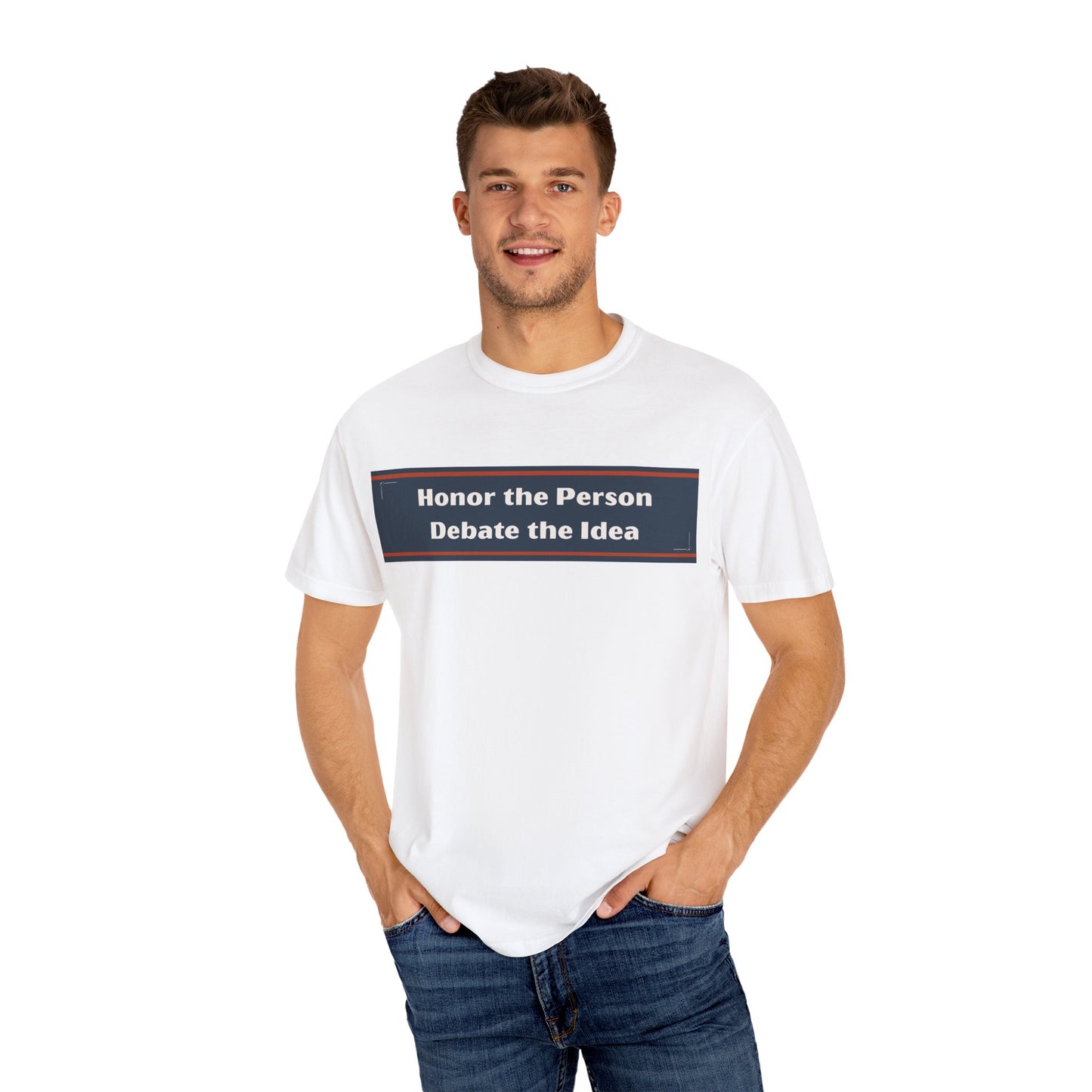 Unisex Garment-Dyed T-Shirt with 'Honor the Person, Debate the Idea' Design - Casual Wear, Gift for Debaters, Philosopher's Tee, [...]
