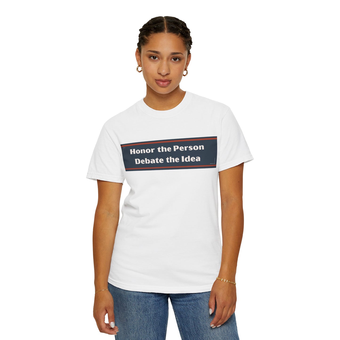 Unisex Garment-Dyed T-Shirt with 'Honor the Person, Debate the Idea' Design - Casual Wear, Gift for Debaters, Philosopher's Tee, [...]